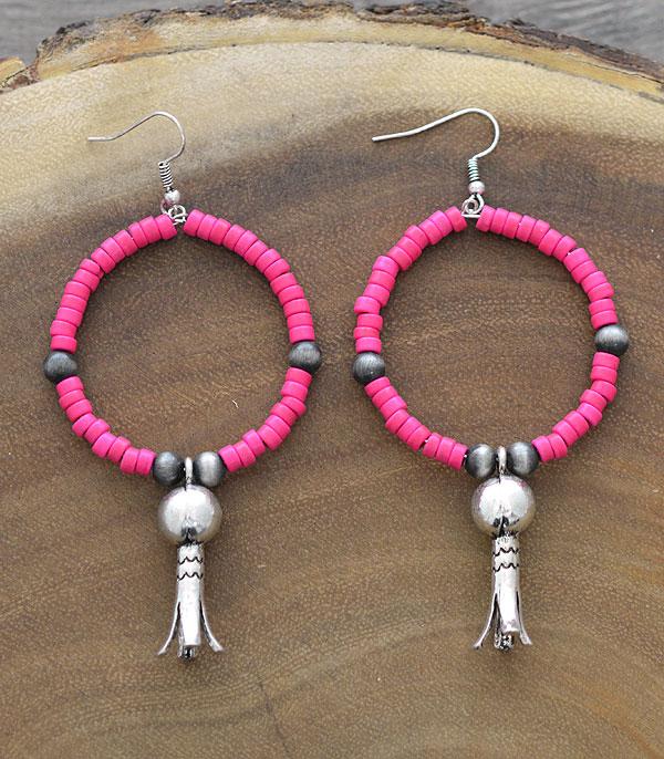 <font color=#FF6EC7>PINK COWGIRL</font> :: Wholesale Western Squash Blossom Earrings