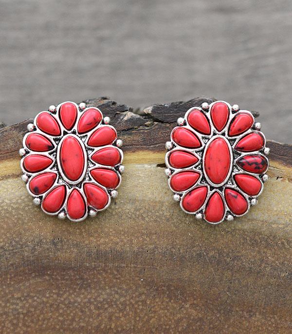 New Arrival :: Wholesale Western Turquoise Concho Stud Earirngs