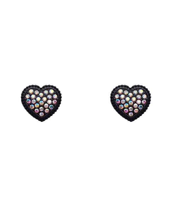 New Arrival :: Wholesale Rhinestone Heart Stud Earrings