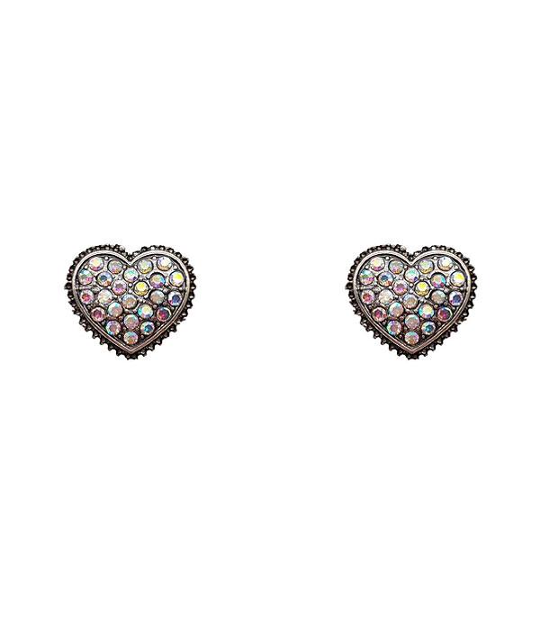 <font color=red>VALENTINE'S</font> :: Wholesale Rhinestone Heart Stud Earrings