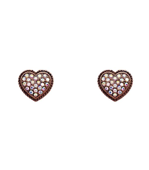 New Arrival :: Wholesale Rhinestone Heart Stud Earrings