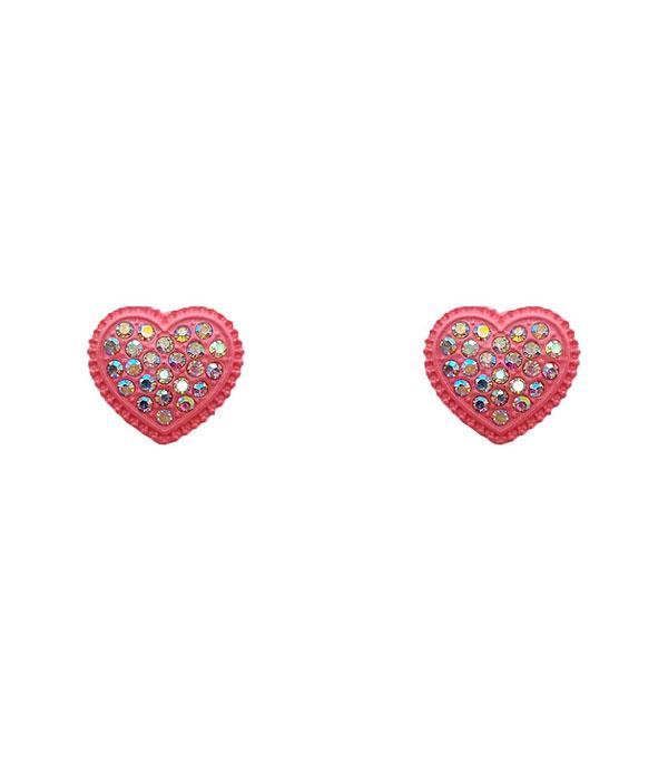 <font color=red>VALENTINE'S</font> :: Wholesale Rhinestone Heart Stud Earrings