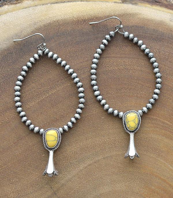 EARRINGS :: WESTERN SQUASH BLOSSOM EARRINGS :: Wholesale Squash Blossom Navajo Bead Earrings