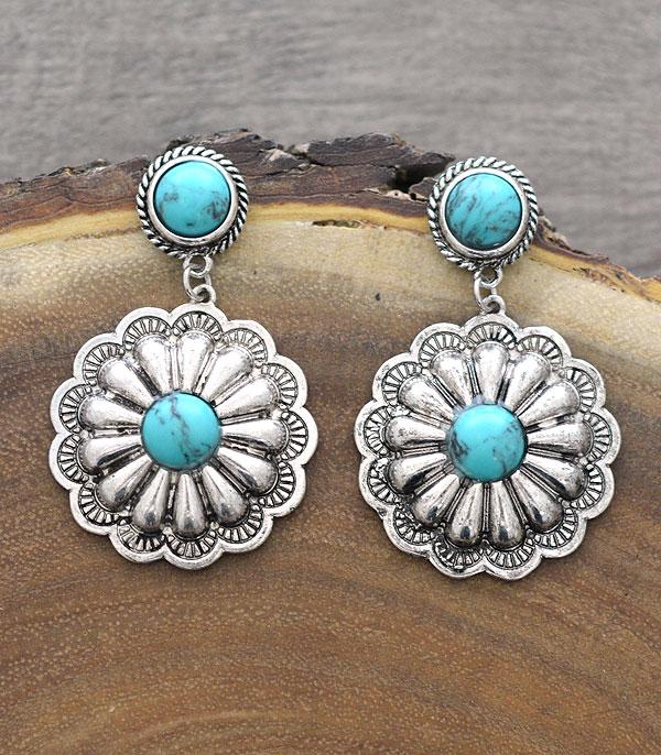 <font color=Turquoise>TURQUOISE JEWELRY</font> :: Wholesale Western Concho Semi Stone Earrings