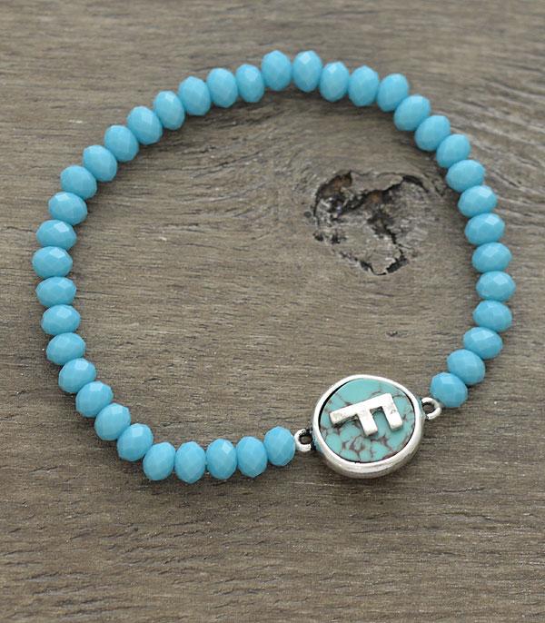 INITIAL JEWELRY :: BRACELETS | EARRINGS :: Wholesale Turquoise Bead Initial Bracelet