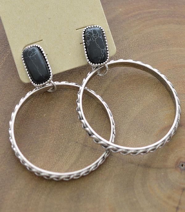 New Arrival :: Wholesale Western Semi Stone Hoop Earrings