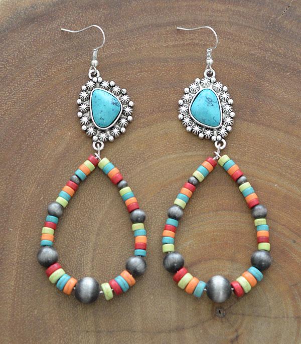New Arrival :: Wholesale Western Turquoise Navajo Bead Earrings