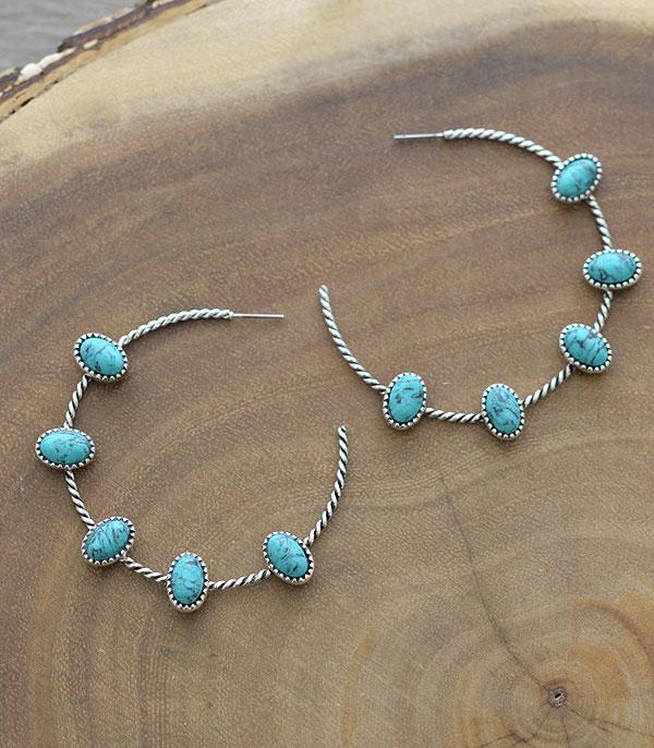 <font color=Turquoise>TURQUOISE JEWELRY</font> :: Wholesale Western Semi Stone Hoop Earrings