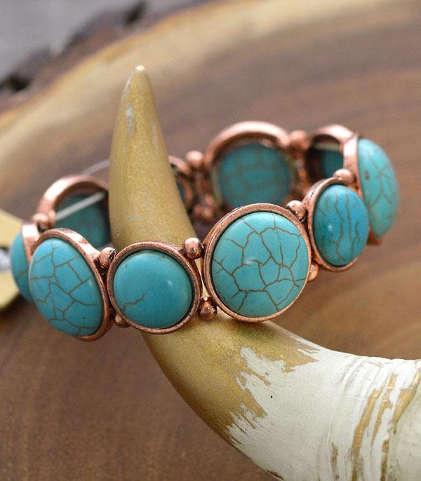 BRACELETS :: STRETCH :: Wholesale Turquoise Semi Stone Stretch Bracelet