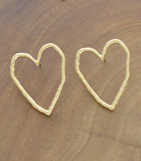 <font color=red>VALENTINE'S</font> :: Wholesale Hammered Heart Post Earrings