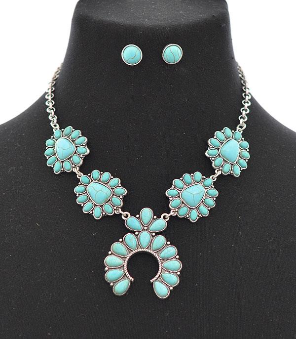 New Arrival :: Wholesale Turquoise Squash Blossom Necklace Set