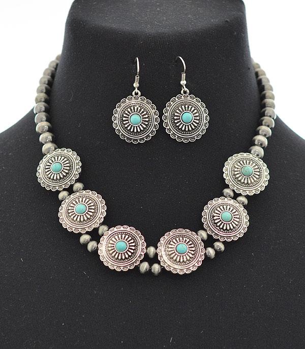 New Arrival :: Wholesale Navajo Pearl Bead Concho Necklace