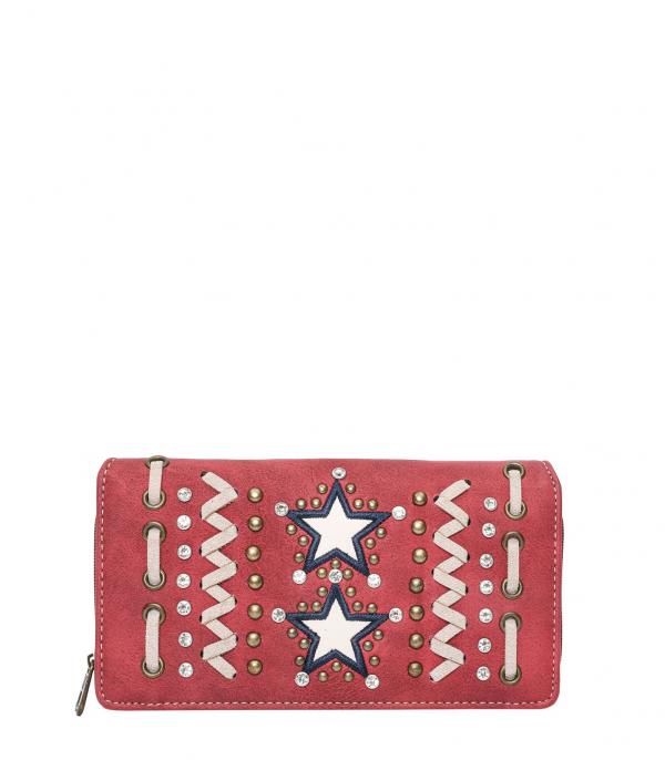 <font color=RED>RED,WHITE, AND BLUE</font> :: Wholesale Montana West US Star Collection Wallet