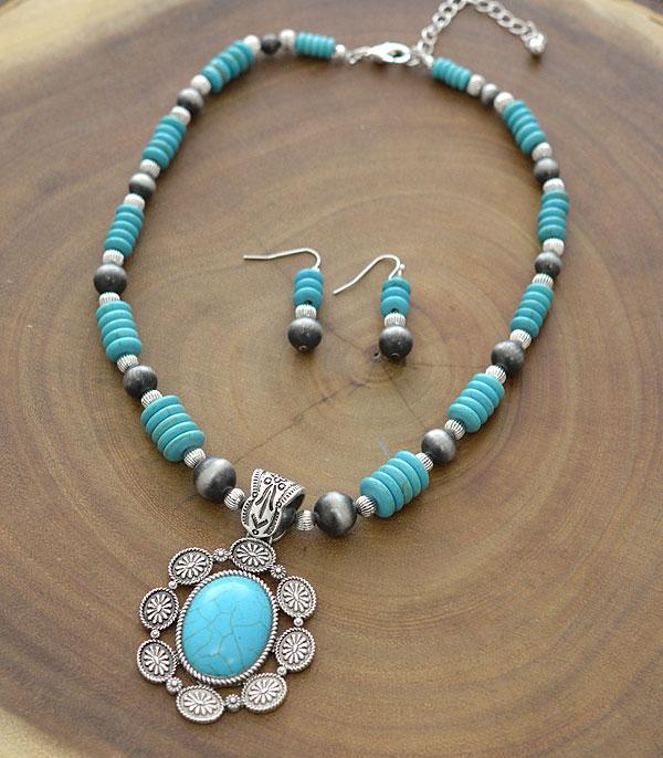 NECKLACES :: WESTERN TREND :: Wholesale Western Turquoise Pendant Necklace Set