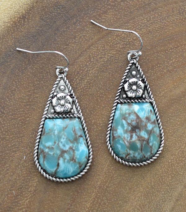 New Arrival :: Wholesale Turquoise Semi Stone Teardrop Earrings