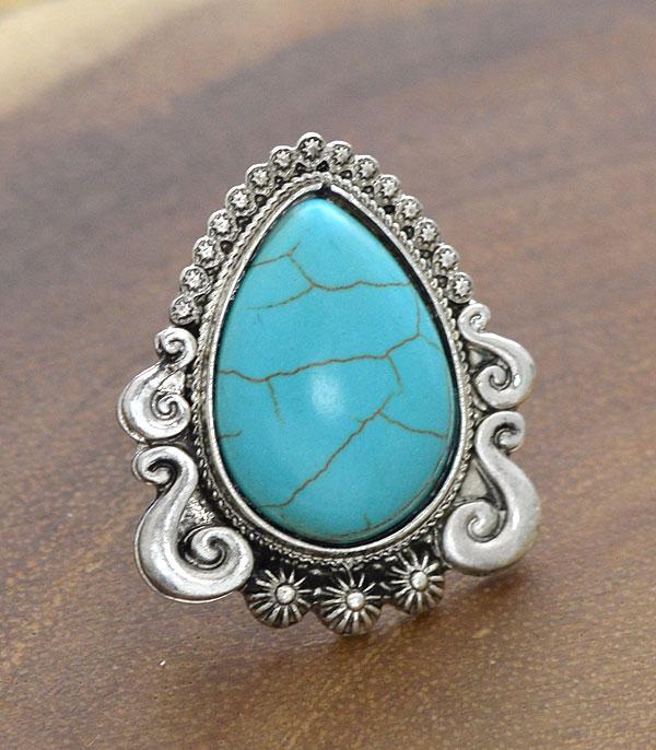 New Arrival :: Wholesale Western Turquoise Teardrop Ring