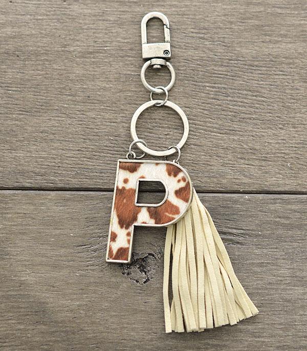 New Arrival :: Wholesale Tipi Western Cowhide Initial Keychain