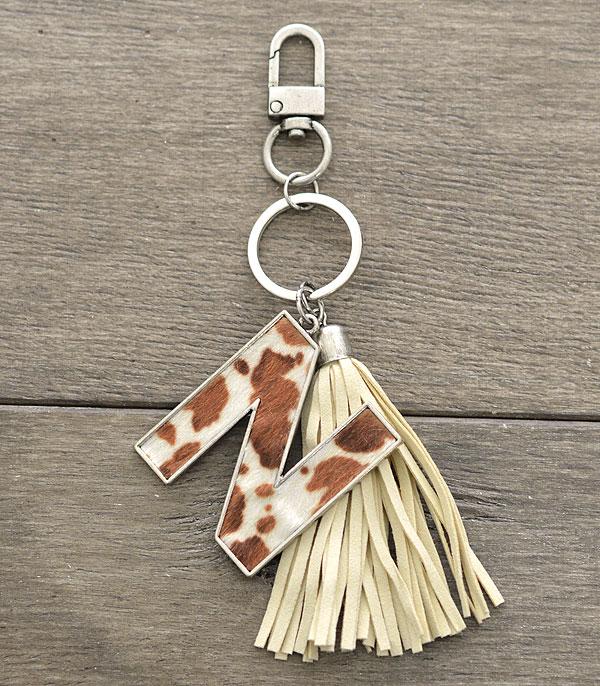 <font color=BLUE>WATCH BAND/ GIFT ITEMS</font> :: KEYCHAINS :: Wholesale Tipi Western Cowhide Initial Keychain