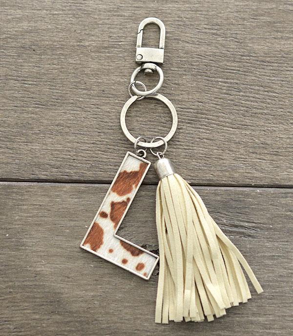New Arrival :: Wholesale Tipi Western Cowhide Initial Keychain