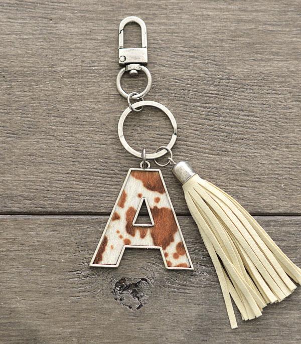 <font color=BLUE>WATCH BAND/ GIFT ITEMS</font> :: KEYCHAINS :: Wholesale Tipi Western Cowhide Initial Keychain