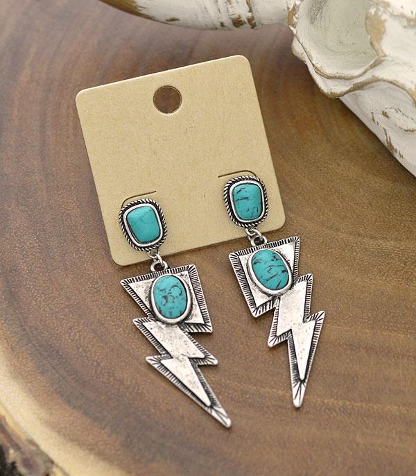 New Arrival :: Wholesale Turquoise Lightning Bolt Earrings