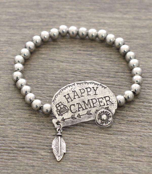 BRACELETS :: STRETCH-BEAD :: Wholesale Silver Happy Camper Stretch Bracelet