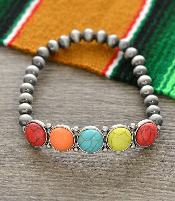 BRACELETS :: STRETCH-BEAD :: Wholesale Turquoise Semi Stone Navajo Bracelet