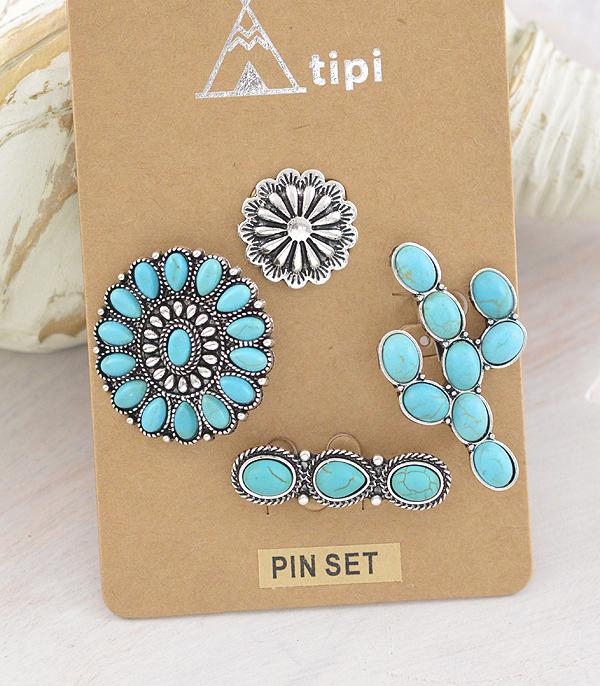 HATS I HAIR ACC :: HAT ACC I HAIR ACC :: Wholesale Western Turquoise Pin Set