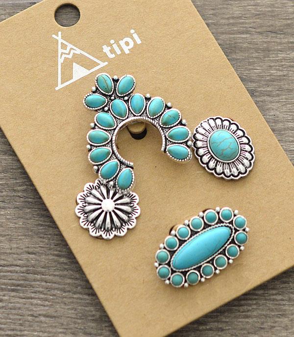 HATS I HAIR ACC :: HAT /HAIR ACC :: Wholesale Western Turquoise Concho Pin Set