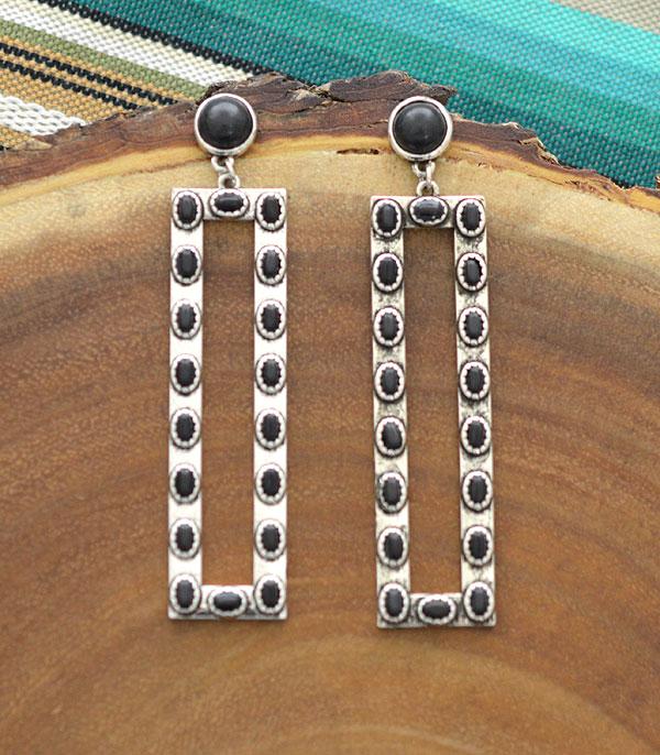 EARRINGS :: WESTERN POST EARRINGS :: Wholesale Western Turquoise Rectangle Drop Earring