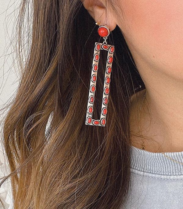 EARRINGS :: WESTERN POST EARRINGS :: Wholesale Western Turquoise Rectangle Drop Earring