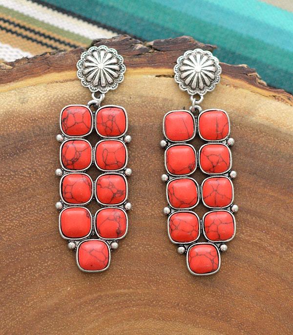 EARRINGS :: WESTERN POST EARRINGS :: Wholesale Western Semi Stone Concho Post Earrings