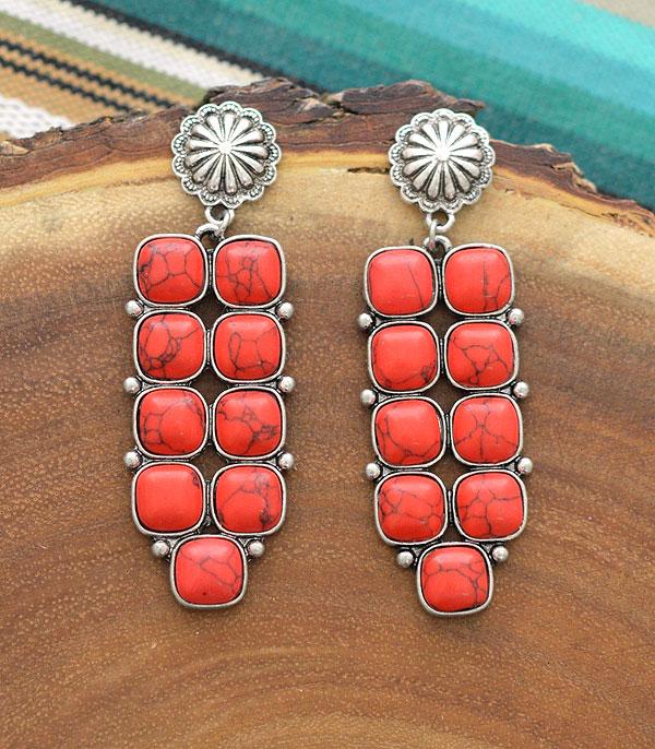 EARRINGS :: WESTERN POST EARRINGS :: Wholesale Western Semi Stone Concho Post Earrings