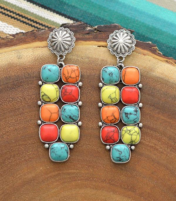 EARRINGS :: WESTERN POST EARRINGS :: Wholesale Western Turquoise Concho Post Earrings