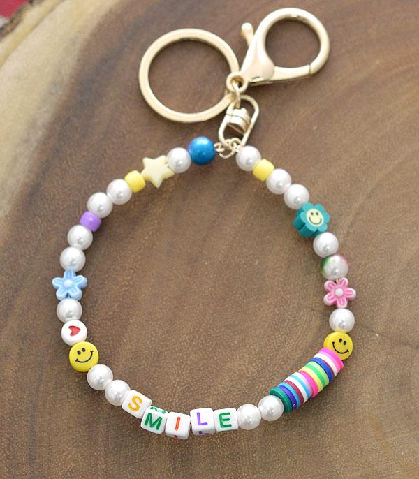 <font color=BLUE>WATCH BAND/ GIFT ITEMS</font> :: KEYCHAINS :: Wholesale HAPPY Fun Beads Bangle Keyring