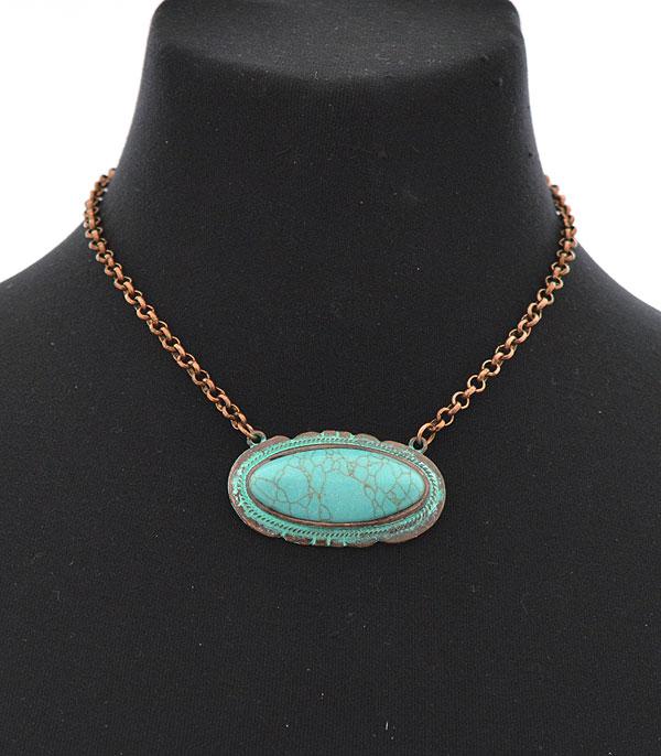 NECKLACES :: CHAIN WITH PENDANT :: Wholesale Tipi Western Turquoise Necklace