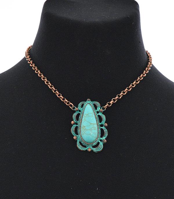 NECKLACES :: CHAIN WITH PENDANT :: Wholesale Tipi Western Turquoise Pen