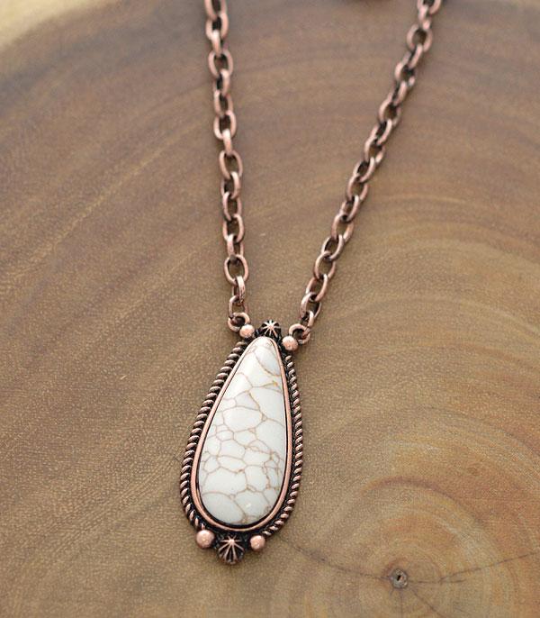 NECKLACES :: CHAIN WITH PENDANT :: Wholesale Tipi Western Turquoise Teardrop Necklace