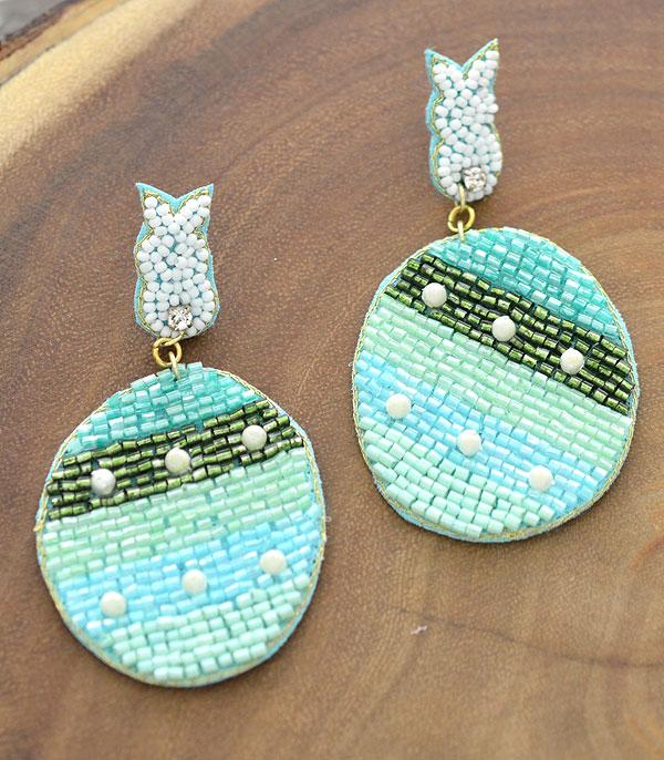 <font color=green>SPRING</font> :: Wholesale Seed Bead Easter Egg Bunny Earrings