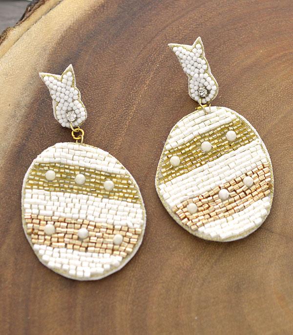 EARRINGS :: POST EARRINGS :: Wholesale Seed Bead Easter Egg Bunny Earrings