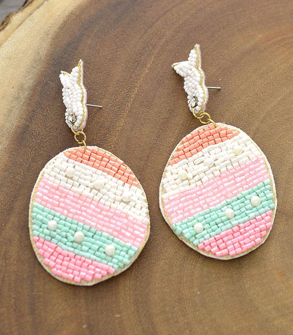 EARRINGS :: POST EARRINGS :: Wholesale Seed Bead Easter Egg Bunny Earrings