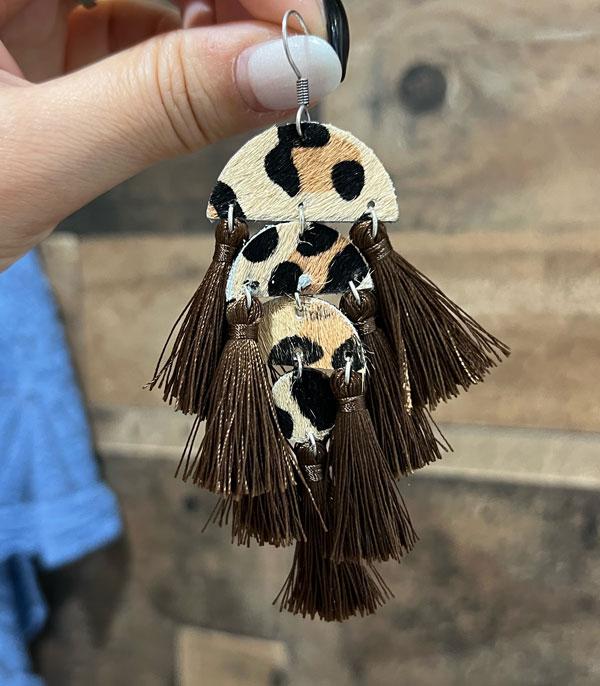 New Arrival :: Wholesale Western Cowhide Leather Tassel Earrings