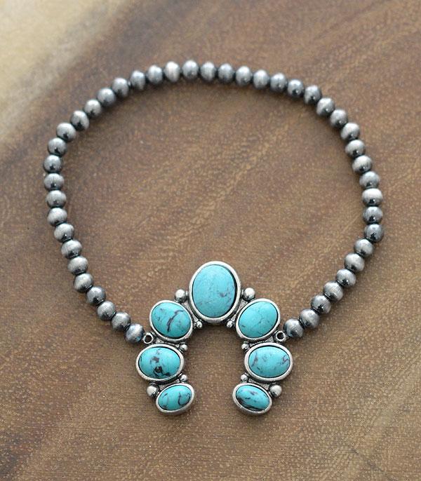 BRACELETS :: STRETCH-BEAD :: Wholesale Turquoise Squash Blossom Bracelet