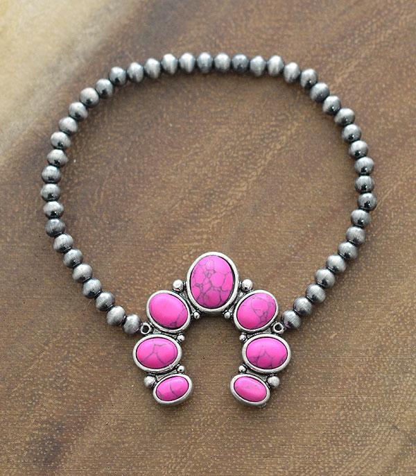 <font color=#FF6EC7>PINK COWGIRL</font> :: Wholesale Western Squash Blossom Bracelet