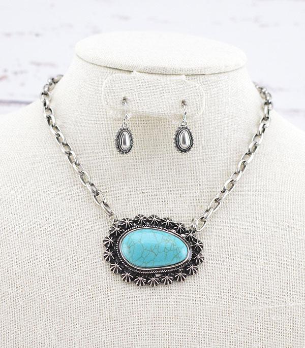 NECKLACES :: CHAIN WITH PENDANT :: Wholesale Tipi Western Turquoise Necklace Set