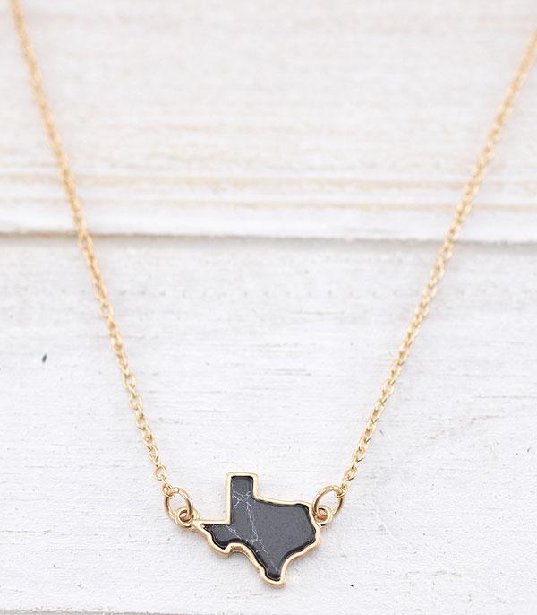 NECKLACES :: CHAIN WITH PENDANT :: Wholesale Semi Stone Texas Map Necklace
