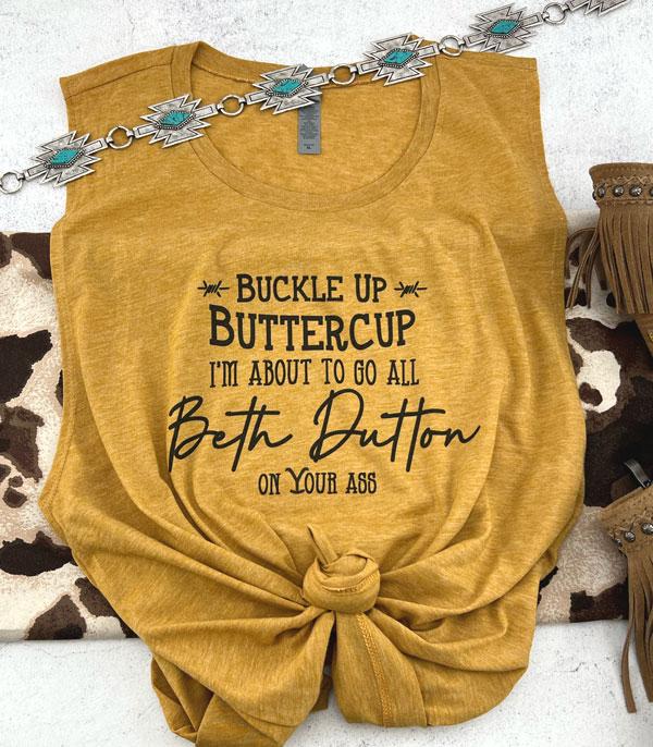 GRAPHIC TEES :: GRAPHIC TEES :: Wholesale Western Buckle Up Buttercup Muscle Tank