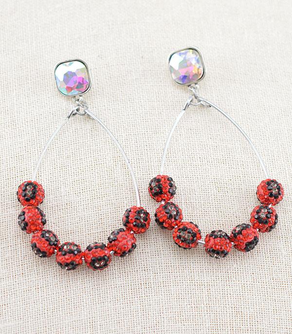 New Arrival :: Wholesale Leopard Stone Pave Ball Earrings