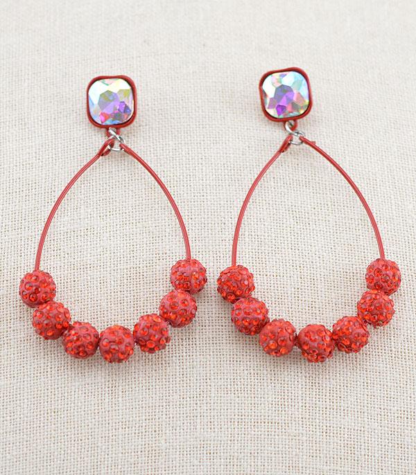 New Arrival :: Wholesale Stone Pave Ball Hoop Earrings