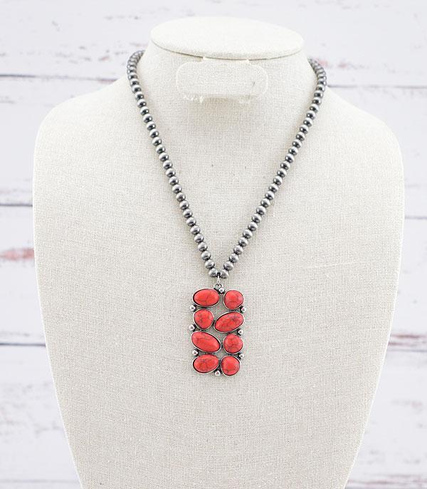 NECKLACES :: WESTERN TREND :: Wholesale Multi Shape Stone Pendant Necklace